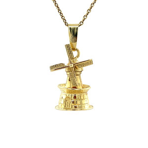 Gold pendant Dutch windmill 14 krt