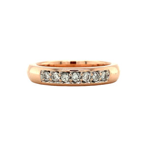 Rose-gold row ring with diamond 14 kt