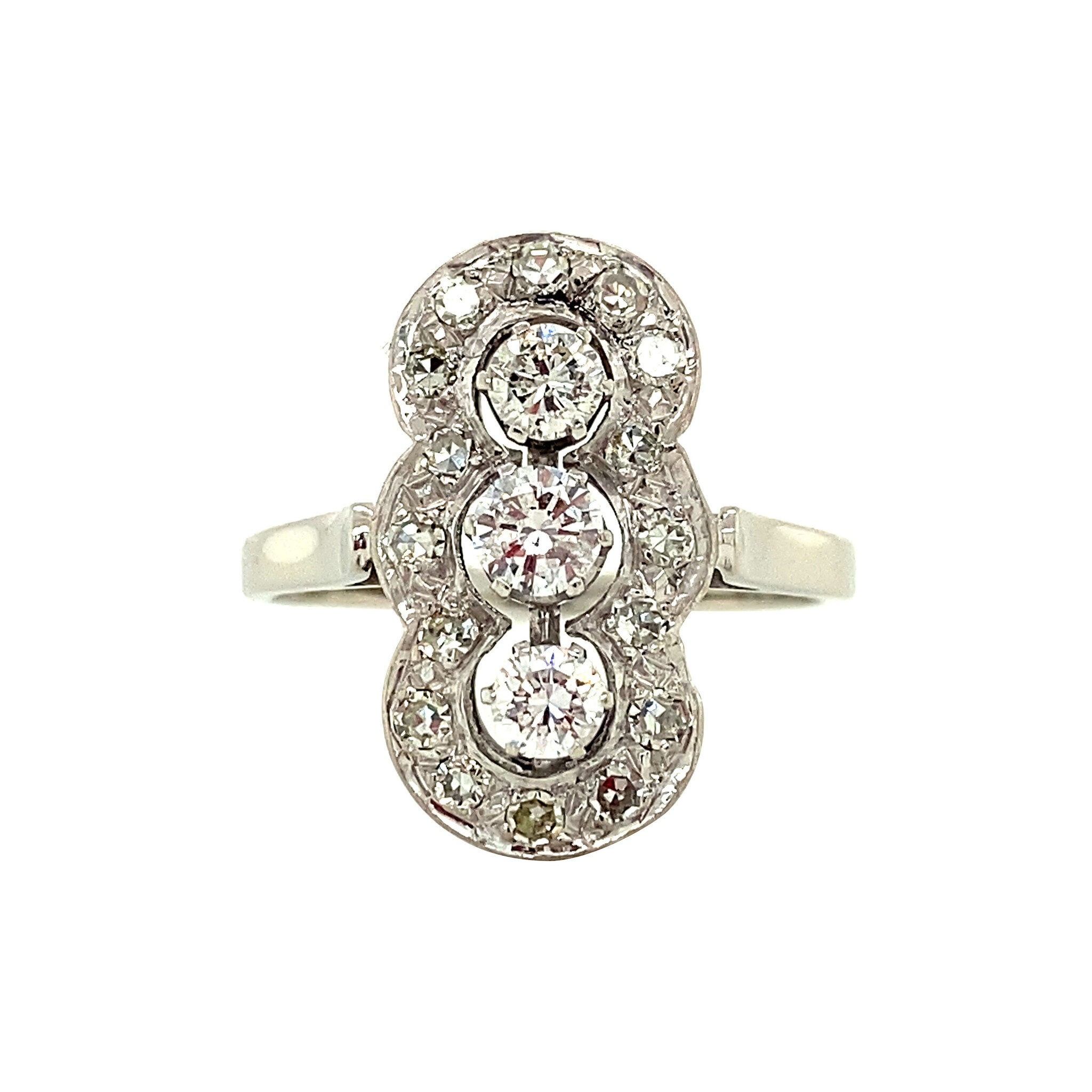 Witgouden prinsessen ring met diamant 14 krt - Vintage Jewellery, image size:2048x2048