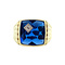 vintage Gouden zegelring met blauwe spinel en diamant 14 krt