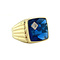 vintage Gouden zegelring met blauwe spinel en diamant 14 krt