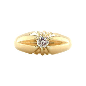 Gold pin ring with diamond 14 krt