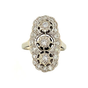 White gold princess ring with diamond 14 kt