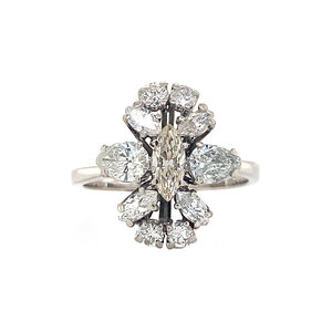 White gold ring with diamond 14 kt