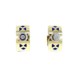 Gouden creolen met diamant en emaille 14 krt