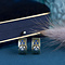 vintage Gouden creolen met diamant en emaille 14 krt