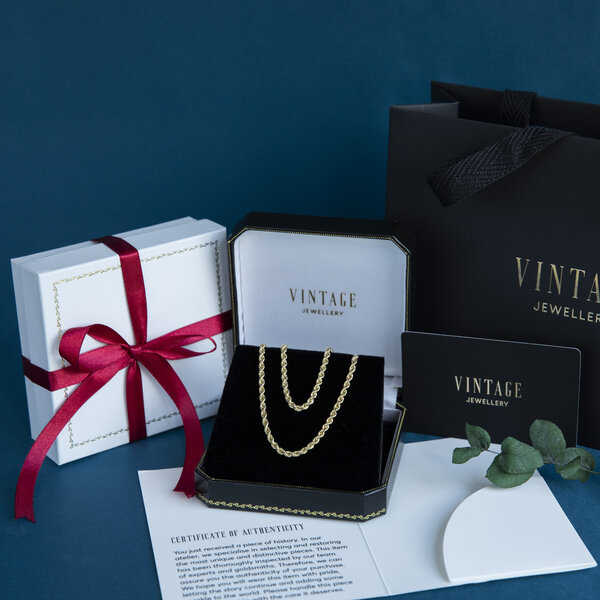 vintage Gouden koord collier 14 krt