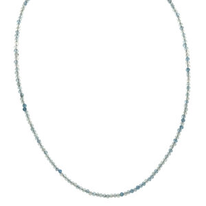 Aquamarijn collier met parel en gouden sluiting 40 cm 14 krt