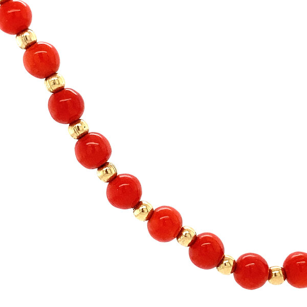 vintage Gouden collier met bloedkoraal 14 krt