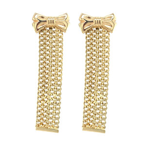 Gold stud earrings with bow 14 kt