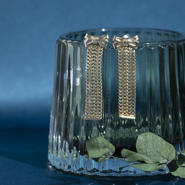 vintage Gouden oorstekers met strik 14 krt