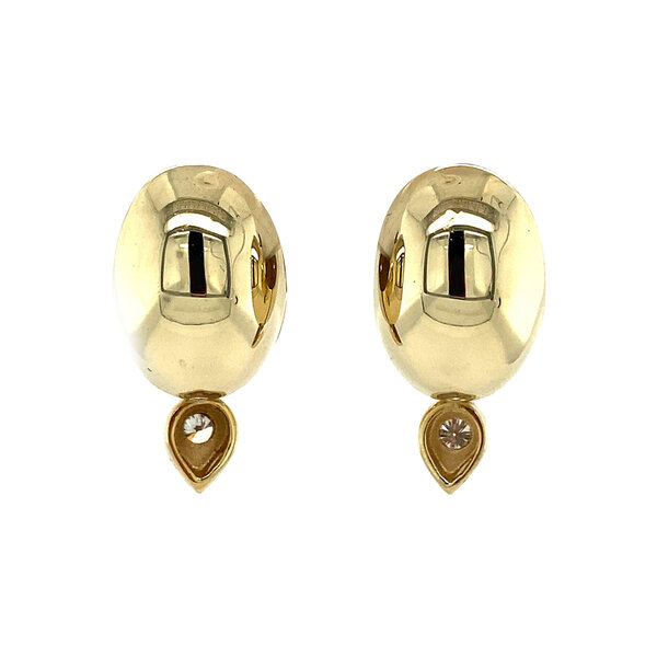 vintage Gouden oorringen met diamant 14 krt