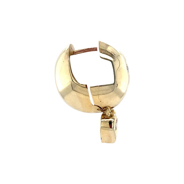 vintage Gouden oorringen met diamant 14 krt