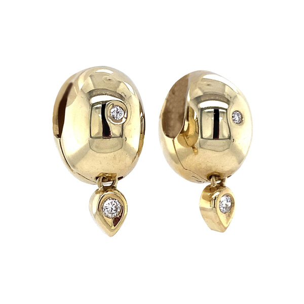 vintage Gouden oorringen met diamant 14 krt