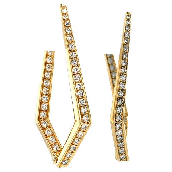 vintage Gouden oorhangers met diamant 18 krt