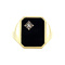 vintage Gouden zegelring met onyx en diamant 14 krt