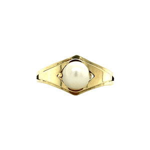 Gouden ring met parel 14 krt