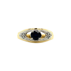Gold ring with sapphire and diamond 18 ct