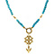 vintage Turquoise necklace with pearl and gold lacing 37.5 cm 14 krt
