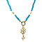vintage Turquoise necklace with pearl and gold lacing 37.5 cm 14 krt