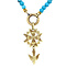 vintage Turquoise necklace with pearl and gold lacing 37.5 cm 14 krt