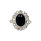 vintage White-gold entourage ring with onyx and diamond 14 kt