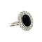 vintage White-gold entourage ring with onyx and diamond 14 kt