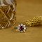 vintage White gold ring with ruby and diamonds 18 krt