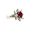vintage White gold ring with ruby and diamonds 18 krt