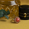 vintage Gouden entourage ring met bloedkoraal 14 krt