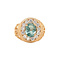 vintage Gold entourage ring with green spinel and zirconia 14 krt