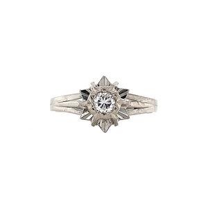 White gold solitaire ring with diamonds 18 krt