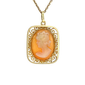 Gold pendant with cameo 14 krt