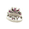 vintage White gold cocktail ring with ruby and diamonds 14 krt