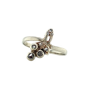White gold ring with rose-cut diamond 14 kt/925