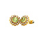 vintage Gold entourage ear studs with peridote and pearl 14 krt