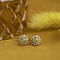 vintage Gold entourage ear studs with peridote and pearl 14 krt