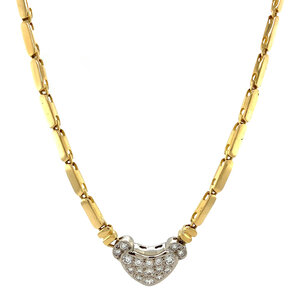 Gold necklace with white gold pendant with diamonds 44.5 cm 14 krt