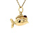 vintage Gold pendant fish with yellow glass 14 krt