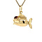 vintage Gold pendant fish with yellow glass 14 krt