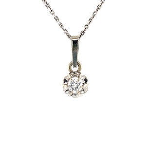 White gold solitaire pendant with diamonds 14 krt