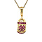 vintage Gold pendant with ruby and diamonds 14 krt