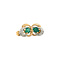 vintage Gold ear studs with natural emerald and diamond 14 krt