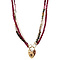 vintage Ruby, tourmaline and pearl necklace with heart clasp 41 cm 9 krt