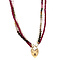 vintage Ruby, tourmaline and pearl necklace with heart clasp 41 cm 9 krt