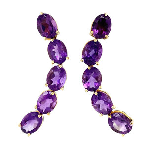 Gold stud earrings with amethyst 14 kt