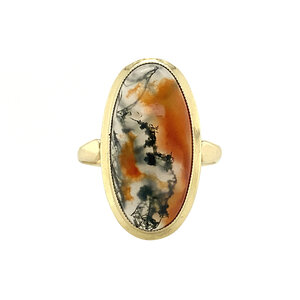 Gold ring with moss agate 14 krt