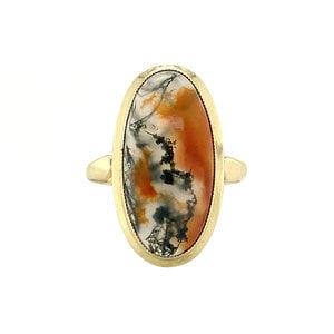 Gouden ring met mosagaat 14 krt