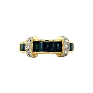 Gold ring with sapphire and diamond 14 krt