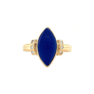 Gold ring with lapis lazuli and diamonds 14 krt